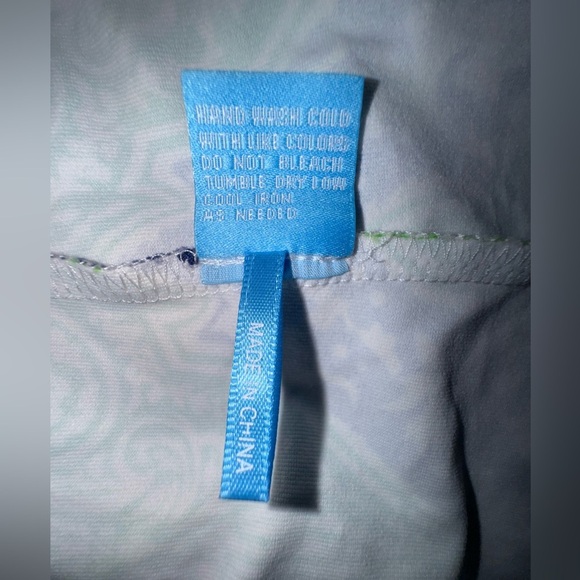 J Mclaughlin Green Blue White Modest Stretch Dress Swirls Paisley Size S. EUC - Picture 8 of 9